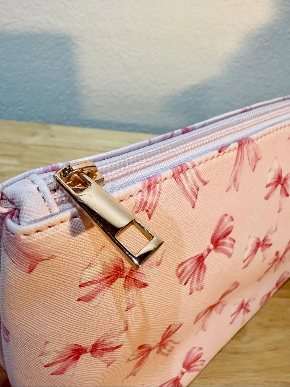 Large Pink Bow Print Cosmetic Bag 🎀